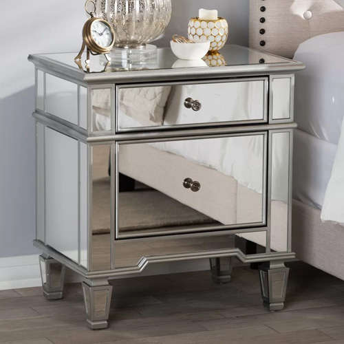 Mirrored Bedside Table, Mirrored Nightstand