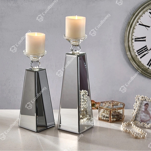 Home decoration factory direct silver mirrored candle holder