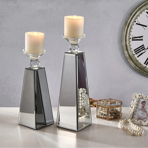 Home decoration factory direct silver mirrored candle holder