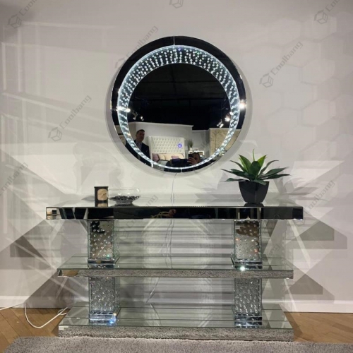 Crystal Console Table with LED Wall Mirror Set