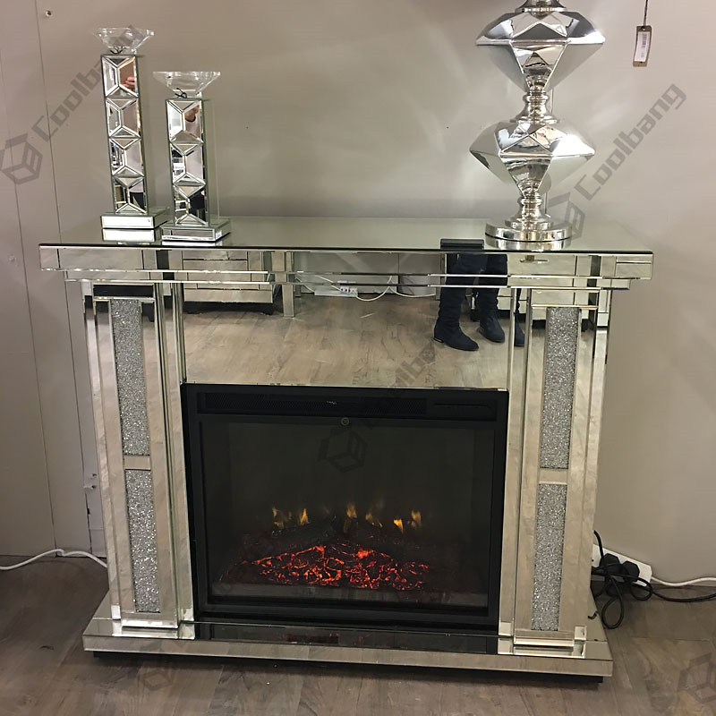 Modern Design and Hot Sales Diamond Crushed Mirrored Fireplace