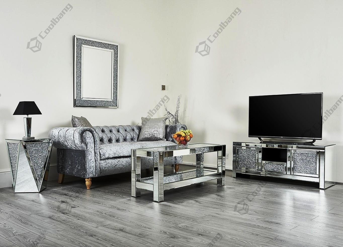 crushed diamond living room furniture