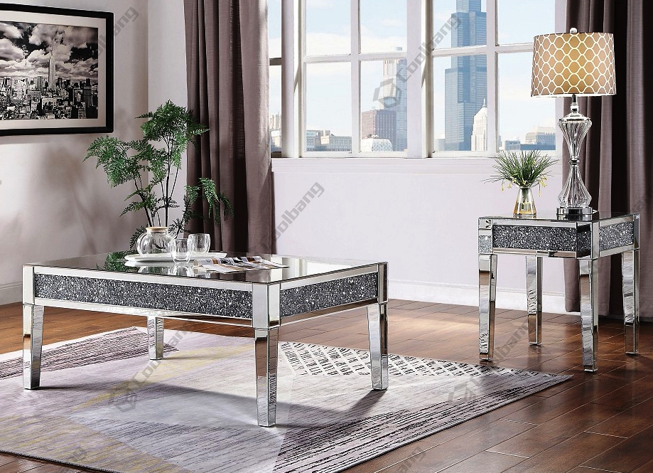 Morden luxury sparkle crushed glass diamond coffee table
