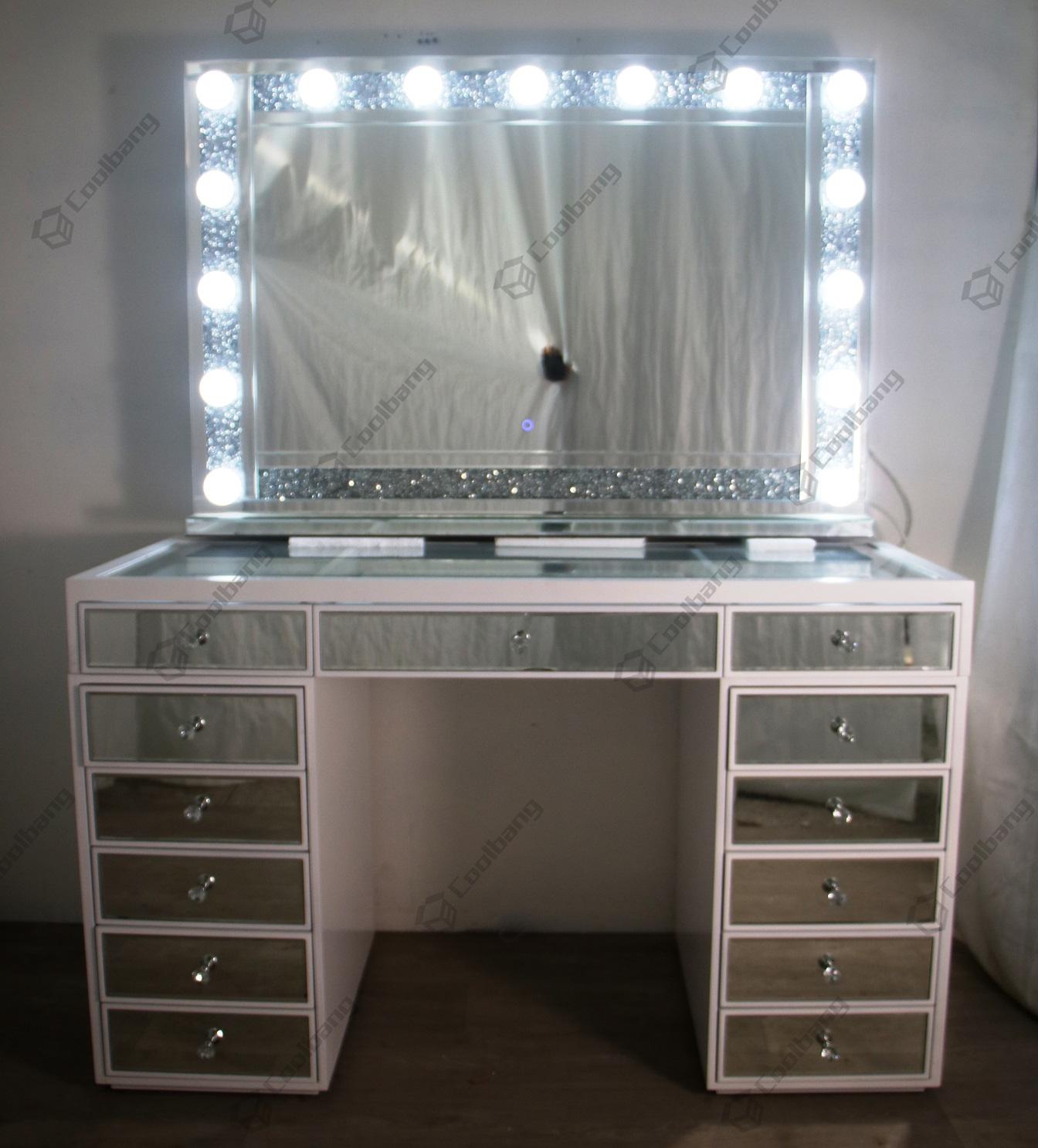 Factory Wholesale Crushed Diamond Hollywood Dressing Table