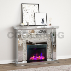 Top quality LED insert electric crystal mirrored fireplace with heater