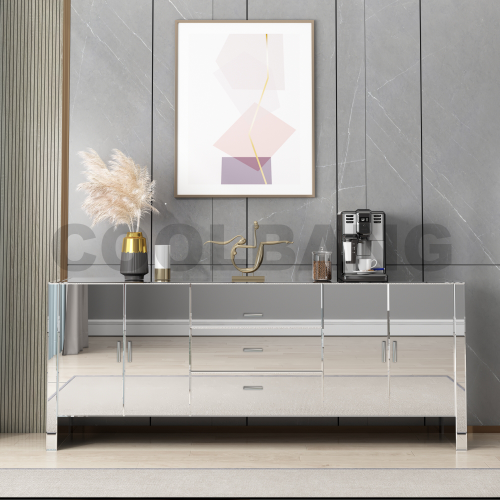 Silver Modern living room Mirrored Sideboard Cabinet