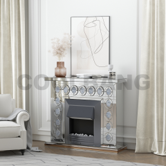 Latest style silver LED electric decoration mirrored fireplace