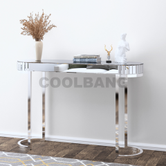 Hot Selling Mirrored Console Table Mirror Top With Stainless Steel Leg
