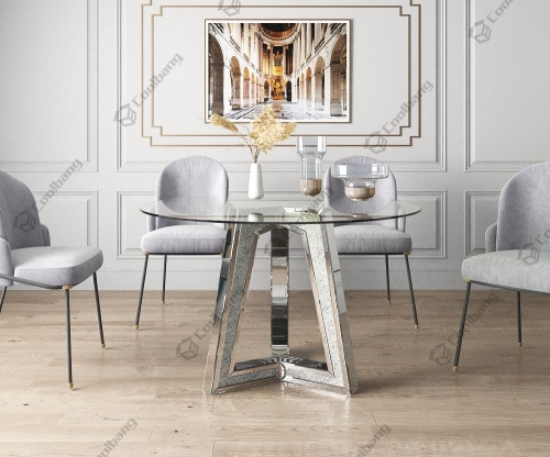 Mirrored Home Furniture Dining Room Table Modern Luxury Glass Round Dining Tables
